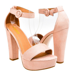 Sandały różowe ,fuksja, malinowe na  wysokim  słupku i platformie poleca sklep z butami www.styloweobcasy.pl