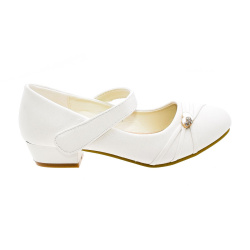  Komunijne Pantofelki na obcasie dla dziewczynki białe szpilki dla dziewczynki  buty białe dla dzieci