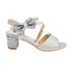 Sandały dla dziewczynki komunijne białe na obcasie - Sandały wizytowe dla dziewczynek do tańca ,sandały dla dziewczynki na wesel