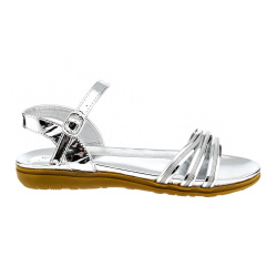 Sandały srebrne lustrzane letnie na płaskim obcasie, japonki z paseczkami srebrne błyszczące z cyrkoniami