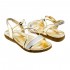 Sandały na płaskim obcasie letnie złote lustrzane  żyłkowe z cyrkoniami
