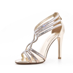  Sandały  złote eleganckie wieczorowe - gladiatorki  srebrne z cyrkoniami paseczkami