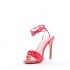 Sandały  eleganckie czerwone na wysokiej szpilce  wiązane na kostce rzemykami