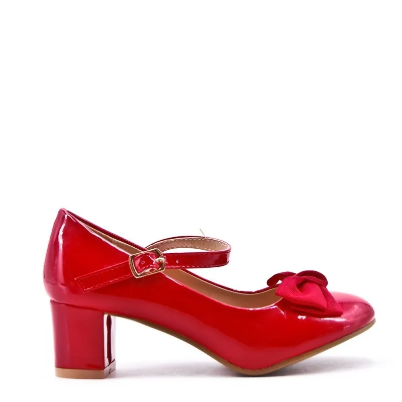  Buty dla druhny wesele  Czółenka  lakierki  czerwone buty  na obcasie   dla dziewczynki dziecięce- prezent dla dziewczynki na i