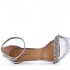 srebrne  sandały  na szpilce z paskiem na kostce -sylwestrowe sandały