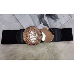 Czarny pasek guma duże  złote koła