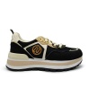 Sneakersy damskie czarno złote fashion złote logo