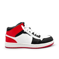 Sneakersy fashion wysokie czerwono-czarno-białe
