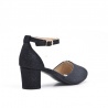 Czarne buty na obcasie dla dziewczynki brokatowe z paskiem – eleganckie buty wizytowe dziecięce