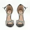 Eleganckie złote sandały na szpilce z kryształkami glamour