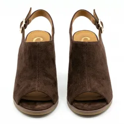 Letnie buty damskie do stylizacji boho brązowe sandały na słupku do letniej sukienki