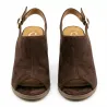 Letnie buty damskie do stylizacji boho brązowe sandały na słupku do letniej sukienki