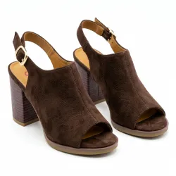 Eleganckie sandały z odkrytymi palcami peep-toe zamszowe sandały damskie przód