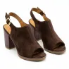 Eleganckie sandały z odkrytymi palcami peep-toe zamszowe sandały damskie przód