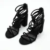 Czarne buty wieczorowe w stylu glamour na grubym obcasie