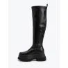Czarne wysokie kozaki damskie w stylu casual i streetwear